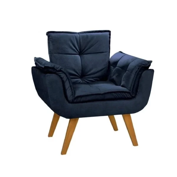 Poltrona Decorativa Opala Suede Azul Marinho
