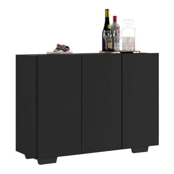 Aparador 3 Portas Com Pés Quadrados Veneza Mp1010 Preto