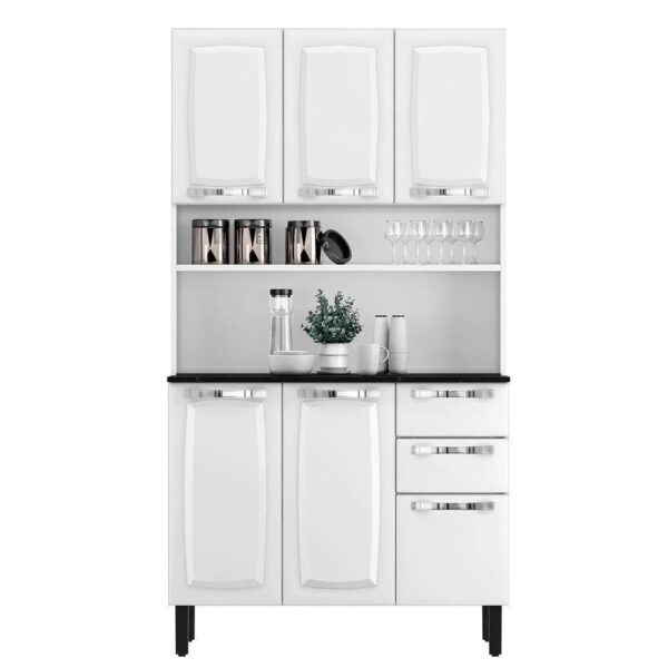 Armário De Cozinha Aço Compacto 105cm 6 Portas 2 Gavetas Itatiaia Pratika Branco