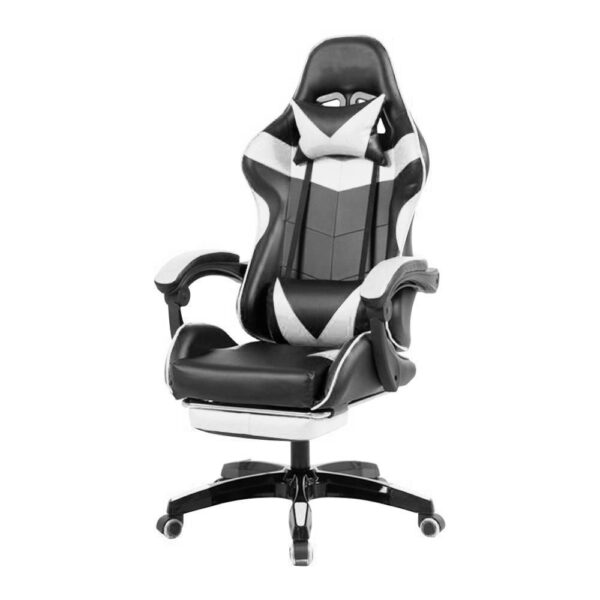 Cadeira Gamer Prizi Canvas – Branca e Preta