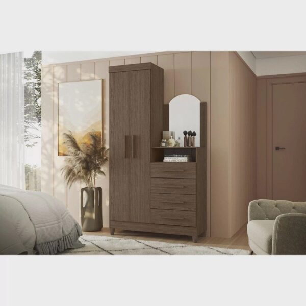 Cômoda com Espelho 2 Portas 4 Gavetas Capri